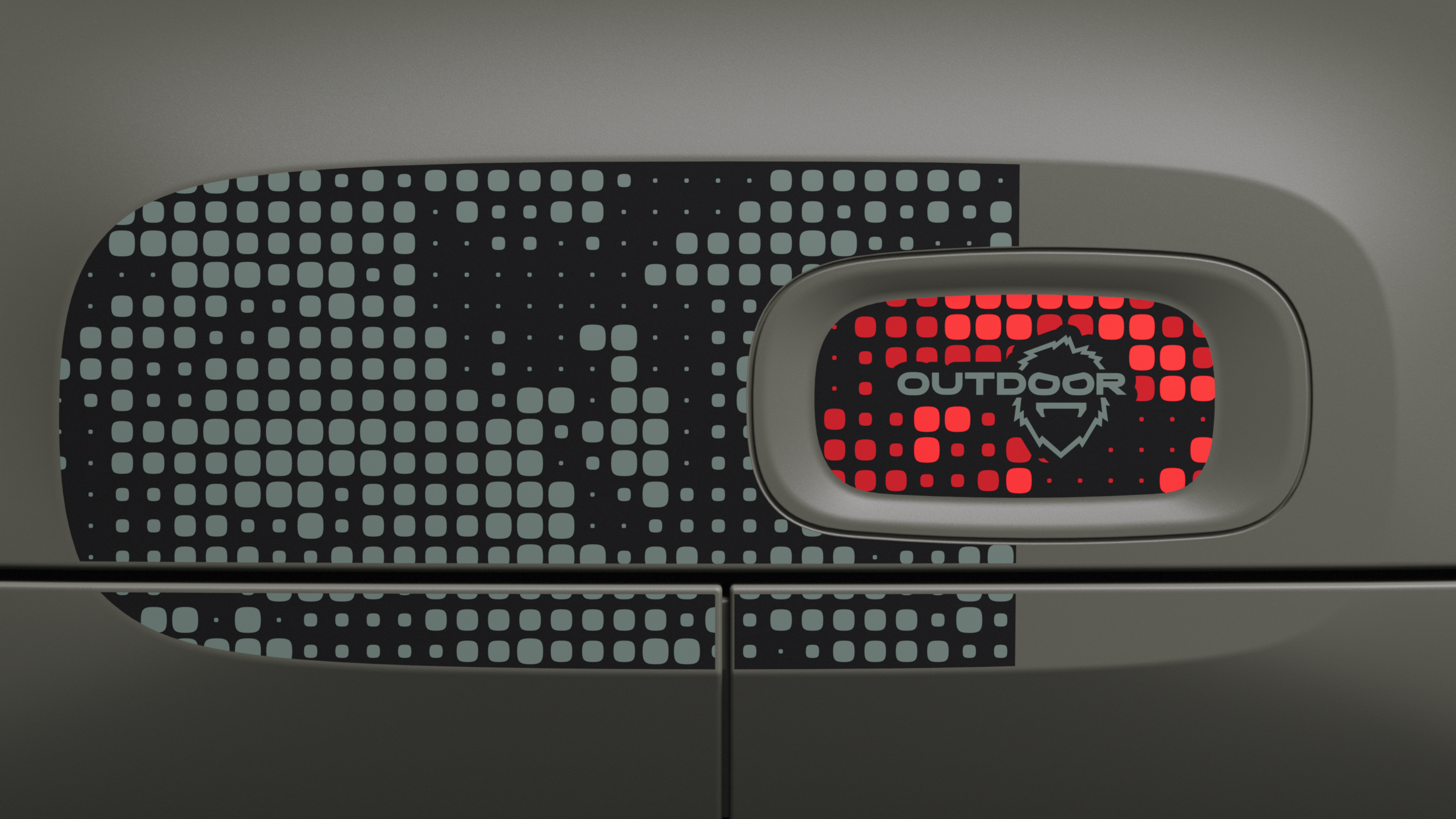 Vista lateral traseira em grande plano: os autocolantes gráficos do Citroën ami Outdoor revelam a assinatura distintiva do design Outdoor