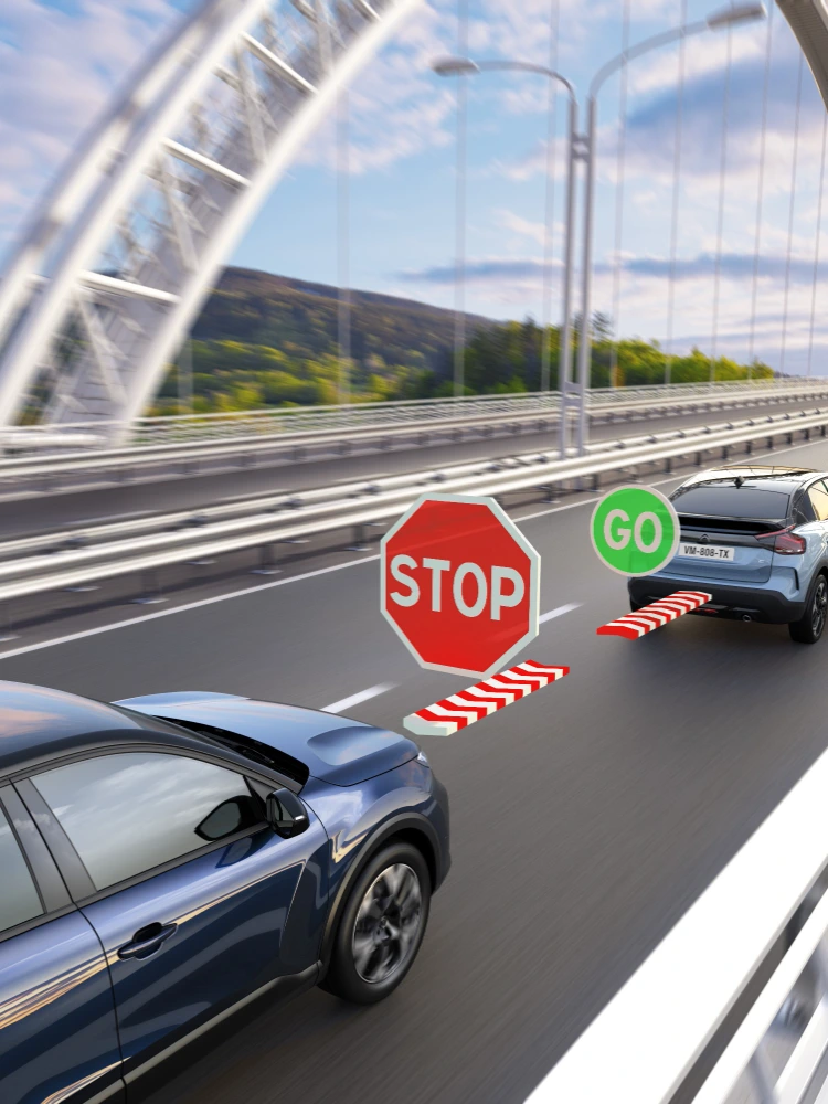 Citroën C4 X a utilizar Cruise Control Adaptativo com Stop & Go, ajustando-se ao trânsito para-arranca.
